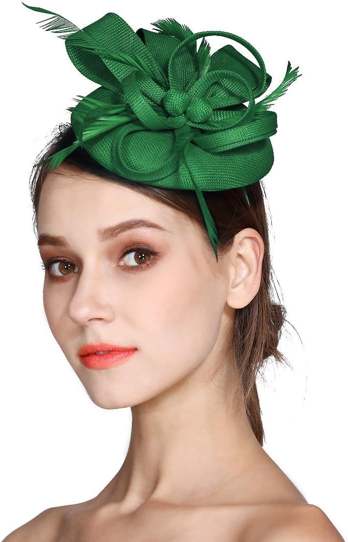 HOLDOOR Fascinator Feather Fascinators Women Pillbox Hat Wedding Party Derby Royal Banquet