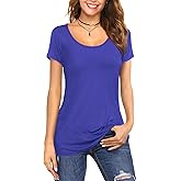 Amoretu Women's Scoop Neck Short/Long Sleeve Tees Cotton T Shirts Blouses Tops