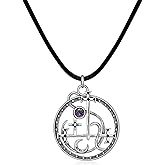 Jewlikee Lilith Necklace for Women Sterling Silver Cross Necklace Purple Sigil Of Lilith Pendant Sun and Moon Jewelry Gifts Men