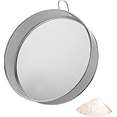 Flour Sifter Fine Mesh Strainer with 80 Mesh Round Sieve Baking Tools Handheld Stainless Steel Shaker(Silver)
