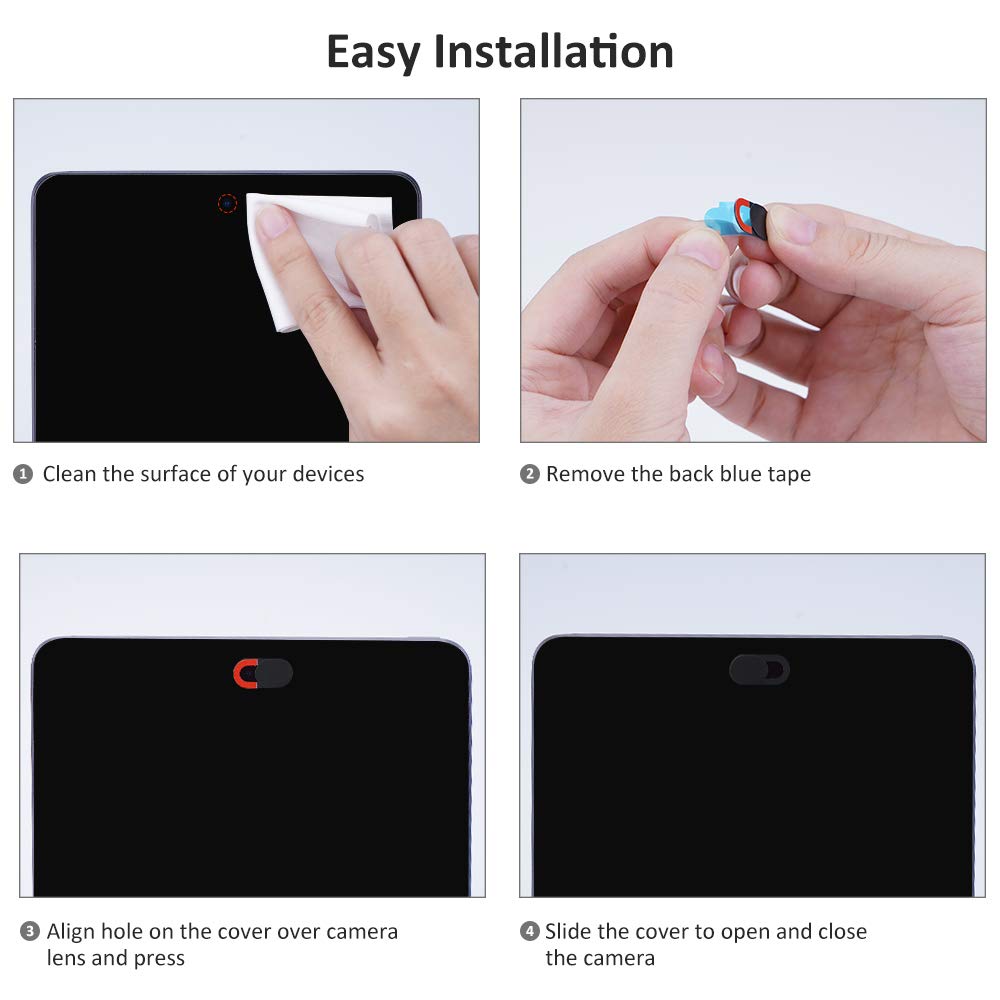 KIWI design Webcam Cover 6 Pack, 0.03 inch Ultra-Thin Laptop Camera Cover Slide for Computer Tablet Phone MacBook Mini/Air Pro iPhone iMac Echo Show Spot iPad Video Camera Desktop (2 White+4 Black)