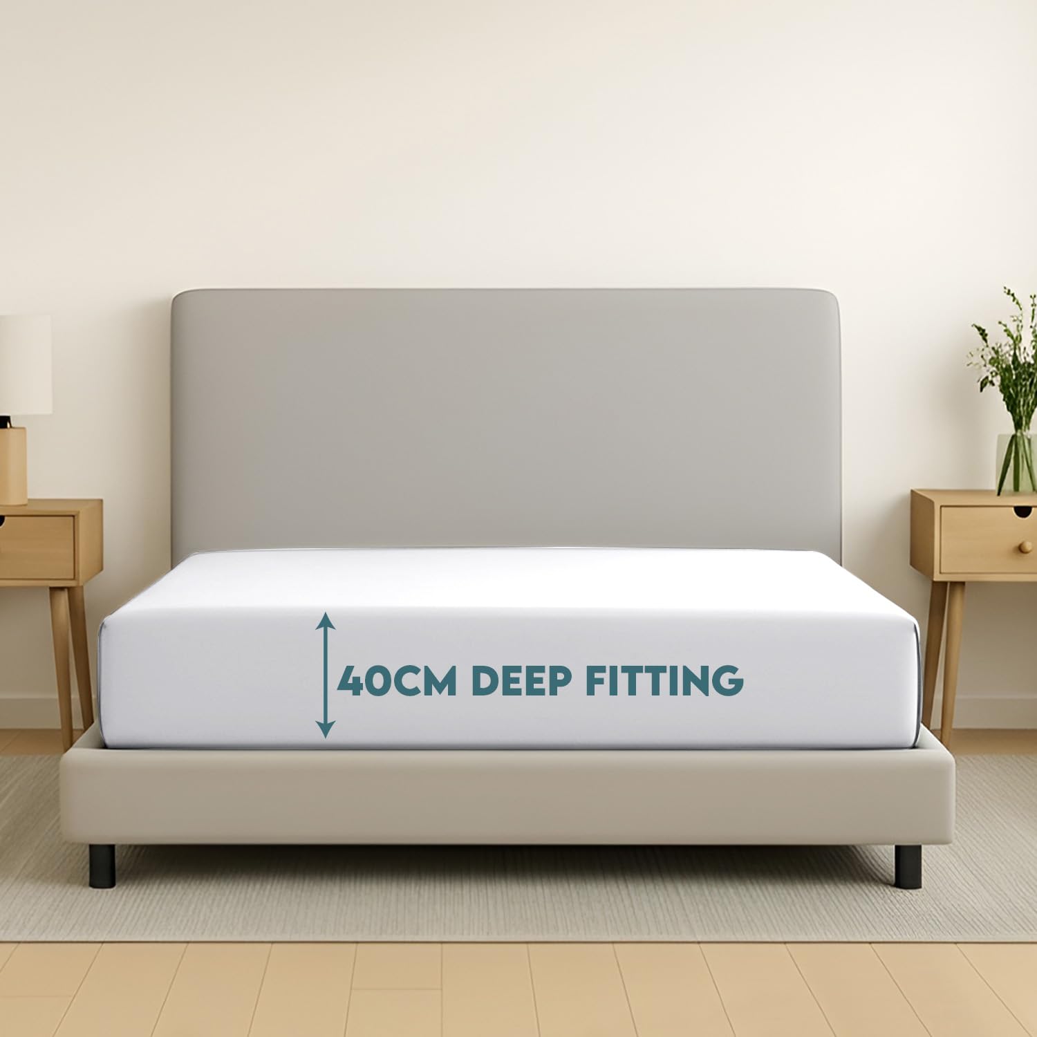 Moonlight Bedding Fitted Sheet 40 Cm Extra Deep Pocket Bed Sheets 16 inch Ultra Soft Bottom Sheet Brushed Microfiber Breathable Shrinkage and Fade Resistant (White, Single)