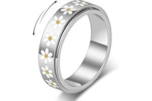 Sfloemm Daisy Fidget Ring for Anxiety Relief - 18K Gold Plated Spinner Band for Stress Relief,Stainless Steel Statement Flower Ring for Women,Thoughtful Gift for Birthday Valentine's Day,Size 6-10