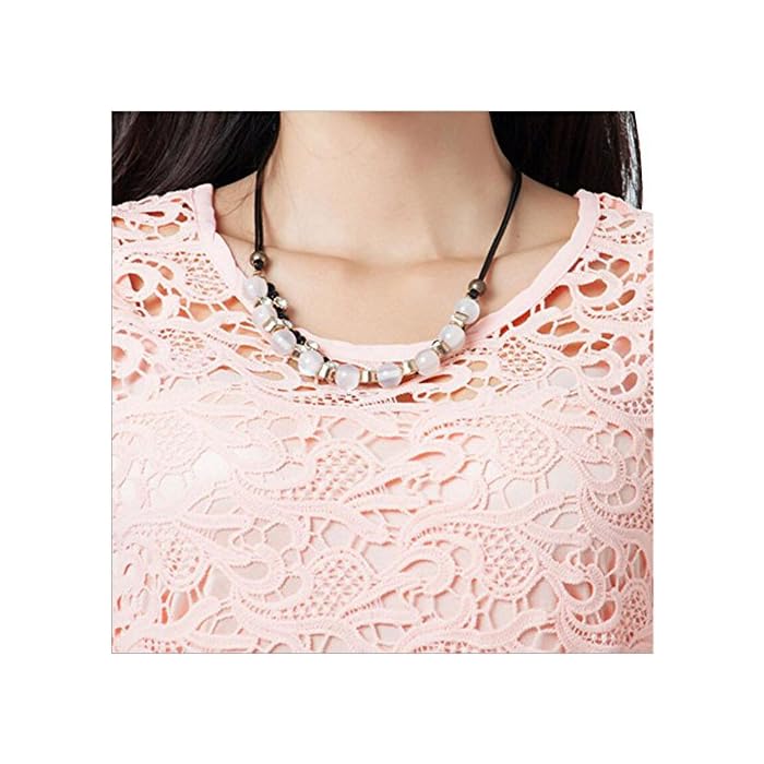 SEBOWEL Women Crochet Half Sleeve Lace Top Chiffon Wedding Bridesmaid Gown Prom Dress