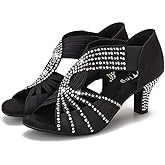 Rhinestones Ballroom Dance Shoes Women Latin Salsa Practice Wedding Indoor Crystal Shoes 2.5in Heels YT05