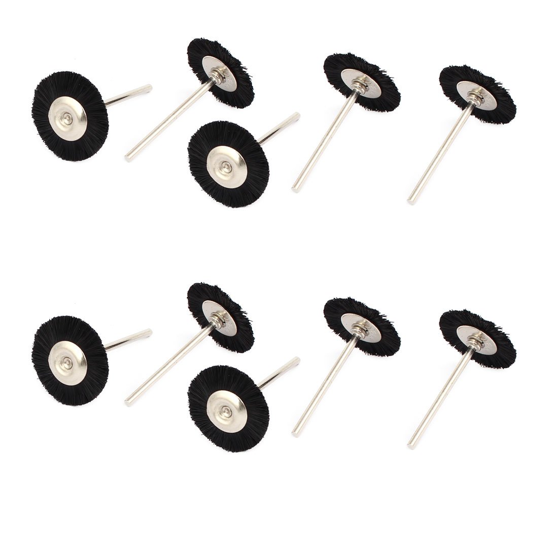 sourcingmap 2.35mm Round Shank T Shaped Bristle Polishing Brush Wheel Buffing Tool Black 10pcs