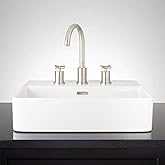 Signature Hardware 447958 Hibiscus 20" Fireclay Vessel Bathroom Sink with 3 Faucet Holes at 8" Centers
