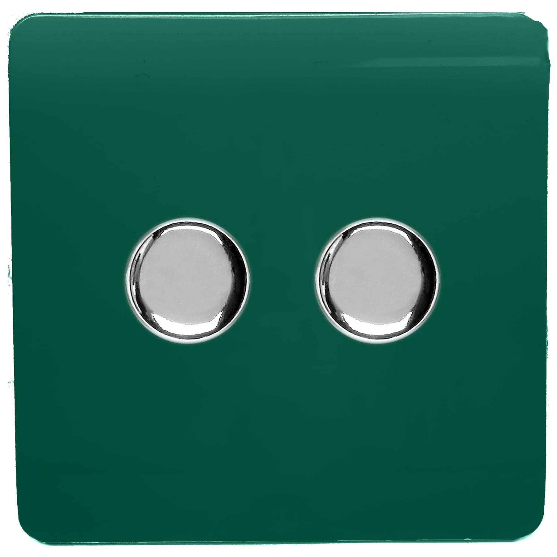 Trendi Artistic Modern Glossy Tactile 2 Gang 2 Way 120w LED Dimmer Switch Dark Green