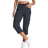 Womens Capris with Pockets Stretch Shorts Hiking Cargo Quick Dry Elastic Waist Long Shorts
