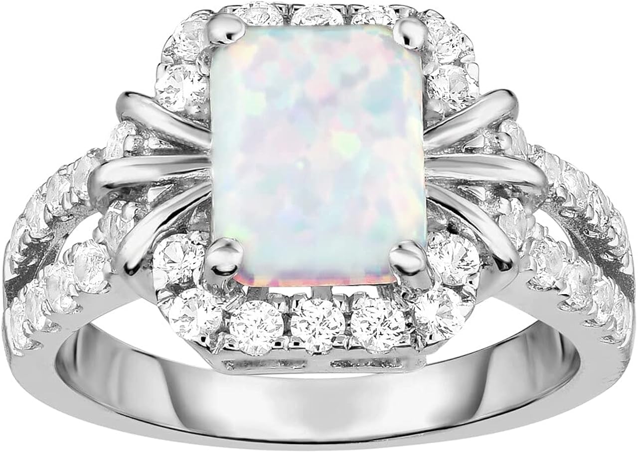 Amazon.com: ORO LEONI 925 Sterling Silver, 9x7mm Emerald Cut Created