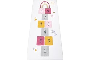 HiiARug Hopscotch Kids Rug 3'x5' Fun and Educational Playroom Rug Soft Durable Rainbow Floor Carpet Kid’s Play Mat for Bedroom, Playroom, Nursery, Gift for Girls & Boys(Colorful)