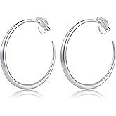 LAXPICOL Chunky Gold/Silver/Rose-gold Hoop Earrings Clip On Earrings For Women No-piercing