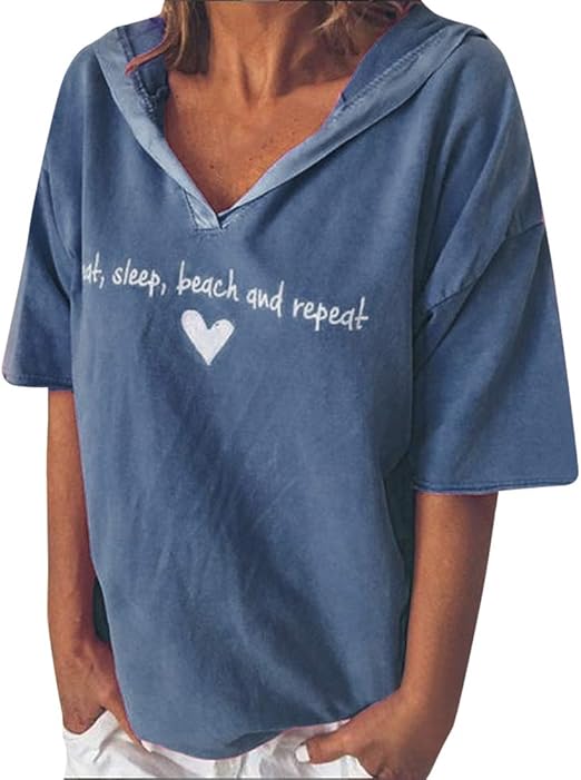 women's short sleeve hooded t shirt