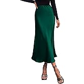 BTFBM 2026 Womens Spring Summer Long Satin Skirt Silk Elegant High Waist Cocktail Party Wedding Flowy A-Line Midi Skirts