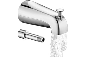 ORGCREATOR All Metal Bathtub Spout with Diverter, 5.3 Inch Tub Spout, Fits 1/2" Copper Slip-On and 1/2" or 3/4" IPS Threaded Pipes, Easy Lift to Switch, Leak-Free, Easy DIY Installation, Chrome