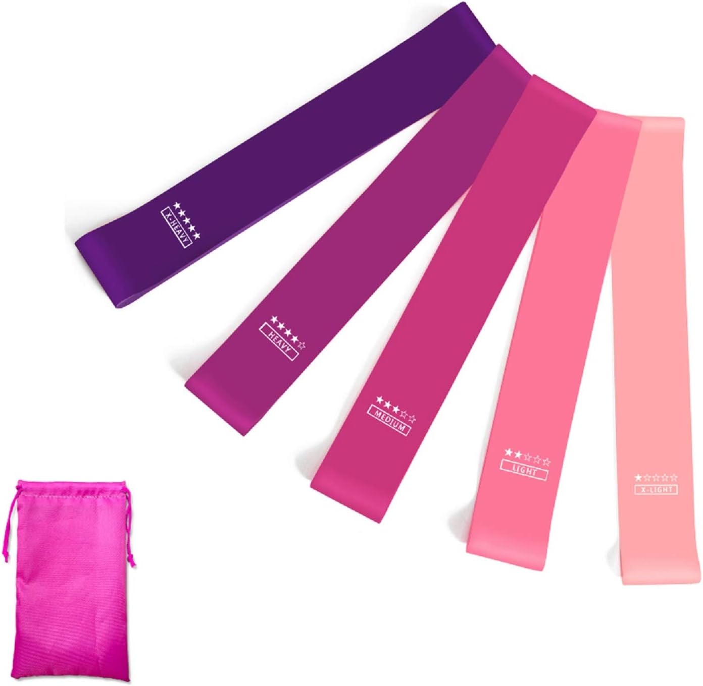 Lenlun Exercise Resistance Loop Bands Set of 5 - Home Fitness & Weight Training & Physical Therapy and Yoga for Women Men Natural Latex Workout Resistances Band
