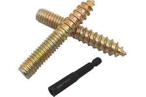 DGZ Store 20Pcs Hanger Bolts Double Headed Bolts Kit,with (M4x0.7mm) Hanger Bolt Driver, Hanger Bolts for Wood Furniture(M4x25mm)