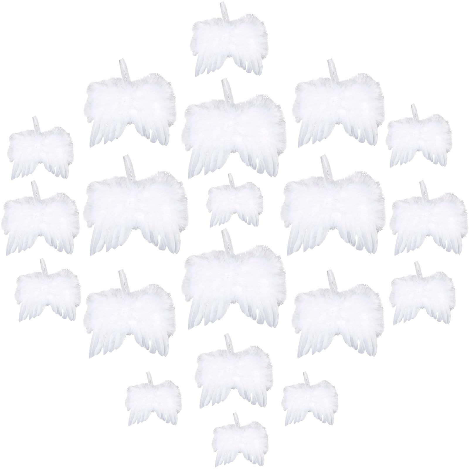 BDSHUNBF Vintage Feather Christmas Ornaments - White Feather Angel Wings, Tree Decorations for Party