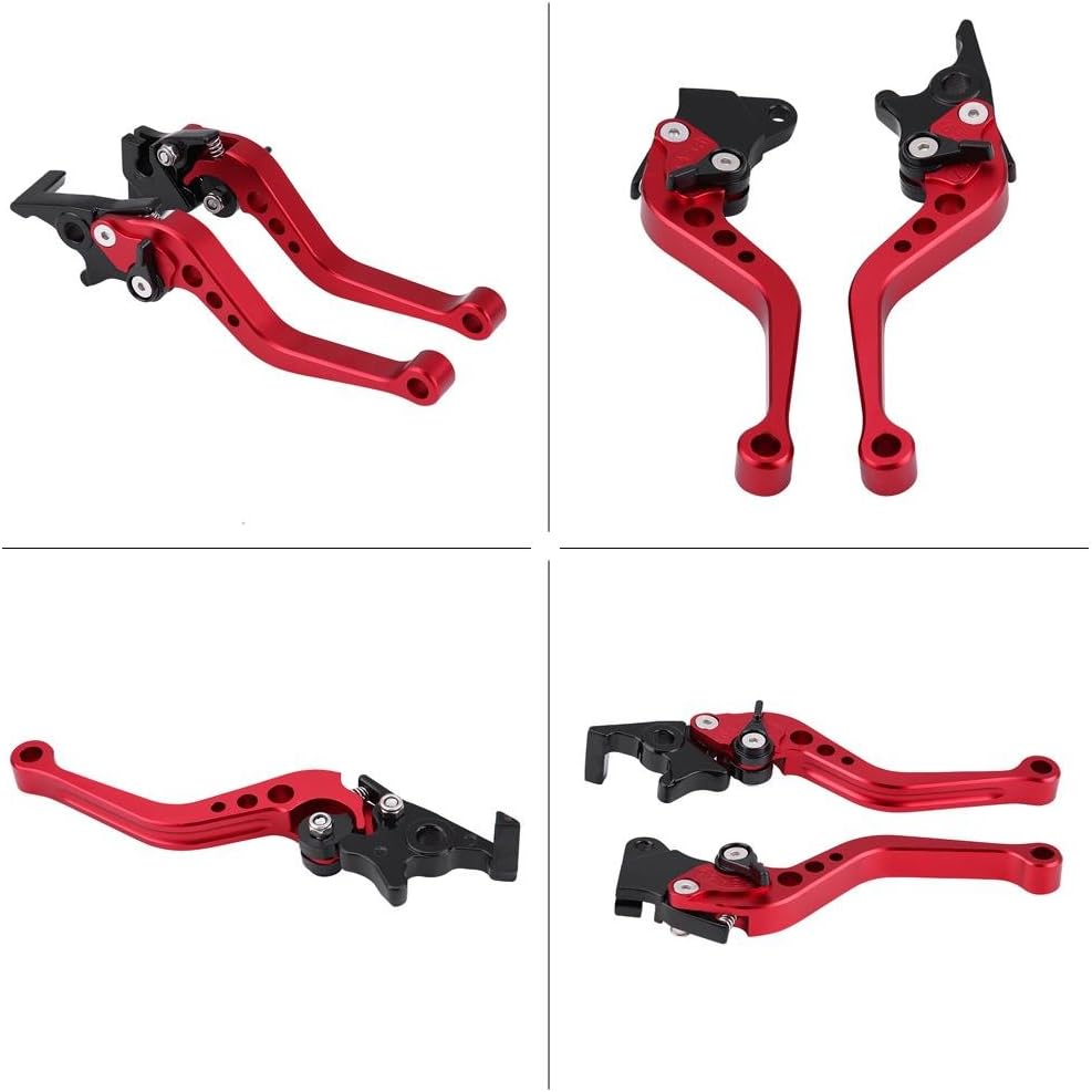 Fydun Clutch Brake Lever 1 Pair CNC Aluminum Motorcycle Clutch Drum Brake Lever Handle (Red), default - Image 3