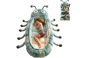 Hugging Caterpillar Sleeping Bag for Adults, Plush Cocoon Animal Sleeping Bags with Pull Cord, Cozy Indoor Sleep Nap Pod & Fu