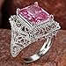 Psiroy 925 Sterling Silver Plated Created Pink Topaz Filled Filigree Art Deco Statement Ring Size 8