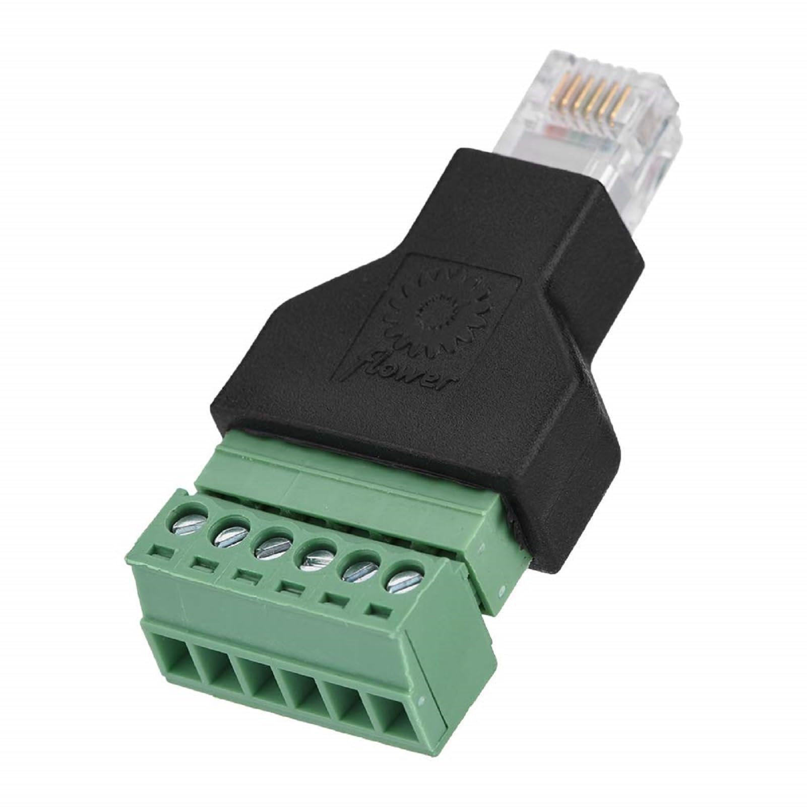 Socobeta 1Pcs Ethernet Screw Terminals Adapter RJ12 6P6C Male to 6 Pin Screw Terminals Connector