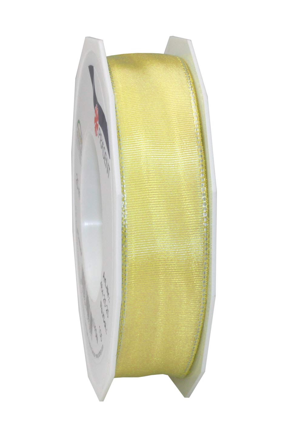 Präsent - Lyon Wired Taffeta Ribbon Light Yellow 25 mm Width, 25 m Length