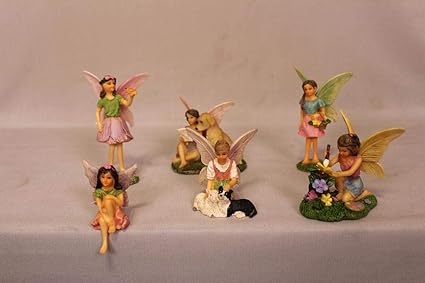 Wonderland Set of 6 Miniature Garden Fairies (Tray Garden. Bonsai, terranium)