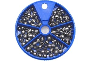 FREGITO Weight Sinkers 100pcs/117PCS/205pcs/250pcs Weight Sinkers 6 Sizes Lead Weights Round Split Shot Sinker Removable Fishing Weights Sinkers