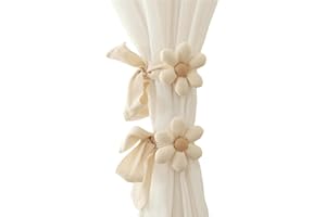 Hoxfly 2pcs Curtain Tiebacks, Boho Flower Curtain Ties, Fabric Curtain Holdbacks for Bedroom Living Room Office Cafe Restaura