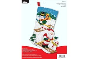 Bucilla 86932E Felt Applique Kit 18" Stocking, Downhill Skiers