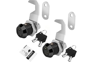 Cylinnda Black Toolbox Lock with Keys, Cabinet Locks Keyed Alike, Hook Cam, Tubular Cam Lock, Tool Box Lock with Manual, Zinc Alloy (5/8 Inch 2 Pack-Black)