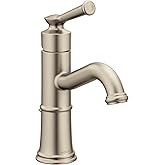 Moen Belfield Brushed Nickel One-Handle Bathroom Sink Faucet with Drain Assembly and Optional Deckplate, 6402BN