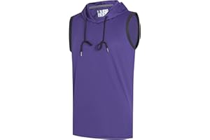 DEHANER Men's Sleeveless Hooded Shirts Casual Quick Dry Workout Training Gym Tank Tops UPF 50+ Lightweight Activewear