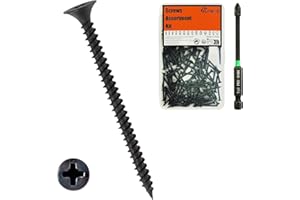 Suneke 90PCS #8 X 2-1/4" High Hardness Drywall Screws, Black Phosphate, Coarse Thread, Phillips Drive, Bugle Head, Wood Screw