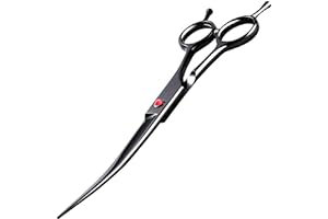 Intini 7.5" Curved Dog Grooming Scissors,Professional Pet Grooming Shears with Safe Round Tips, Shears for Dogs with Thick Ha