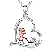 CRMAD Dog Necklace S925 Sterling Silver Cute Hugging Puppy Pendant, Gift for Pet Lovers, Dainty Animal Jewelry for Women