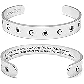 Dczosily Inspirational Bracelets for Women Stainless Steel Cuff Bracelet Engraved Jewelry Motivational Bangles Personalized Gifts for Best Friend/Mom