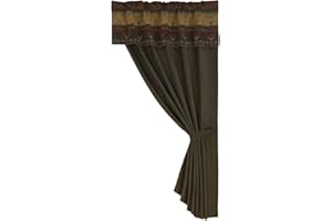 H HIEND ACCENTS Paseo Road Sierra Window Curtain Set with Valance, Rod Pocket, Chenille Western Rustic Cabin Lodge Style