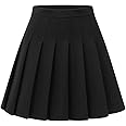 Shestellar Womens Stretchy Pleated Mini Skirt Comfort High Waist Cheerleader School Uniform Skirt