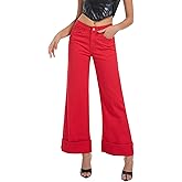 Myzellia Wide Leg Jeans Woman Stretchy Cuffed High Waisted Baggy Jeans Loose Denim Pants