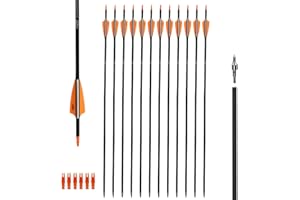 XXRRP ARCHERY 30Inch Carbon Arrows Archery Targeting Practice Hunting Carbon Arrows for Compound Bow Recurve Bow with Removable Tips(Pack of 12)