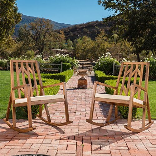 Christopher Knight Home Nuna Outdoor Wood Rocking Chair w/Cushion (Set of 2)