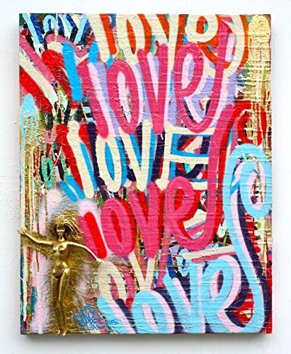 CHRIS RIGGS Original Love painting 25" x 32" pop Barbie doll street art spray paint NYC acrylic contemporary modern art urban fine art canvas