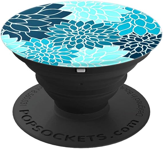Teal Blue Floral Flower Phone Holder Turquoise Women's