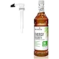 Monin - Energy Boost, Liquid Energy Supplement, Subtle Tea Flavor, Zero Added Sugar, Great for Coffee, Soda, & More, Low-Calorie, Contains Natural Caffeine, Gluten-Free, Clean Label (1 Liter + Pump)