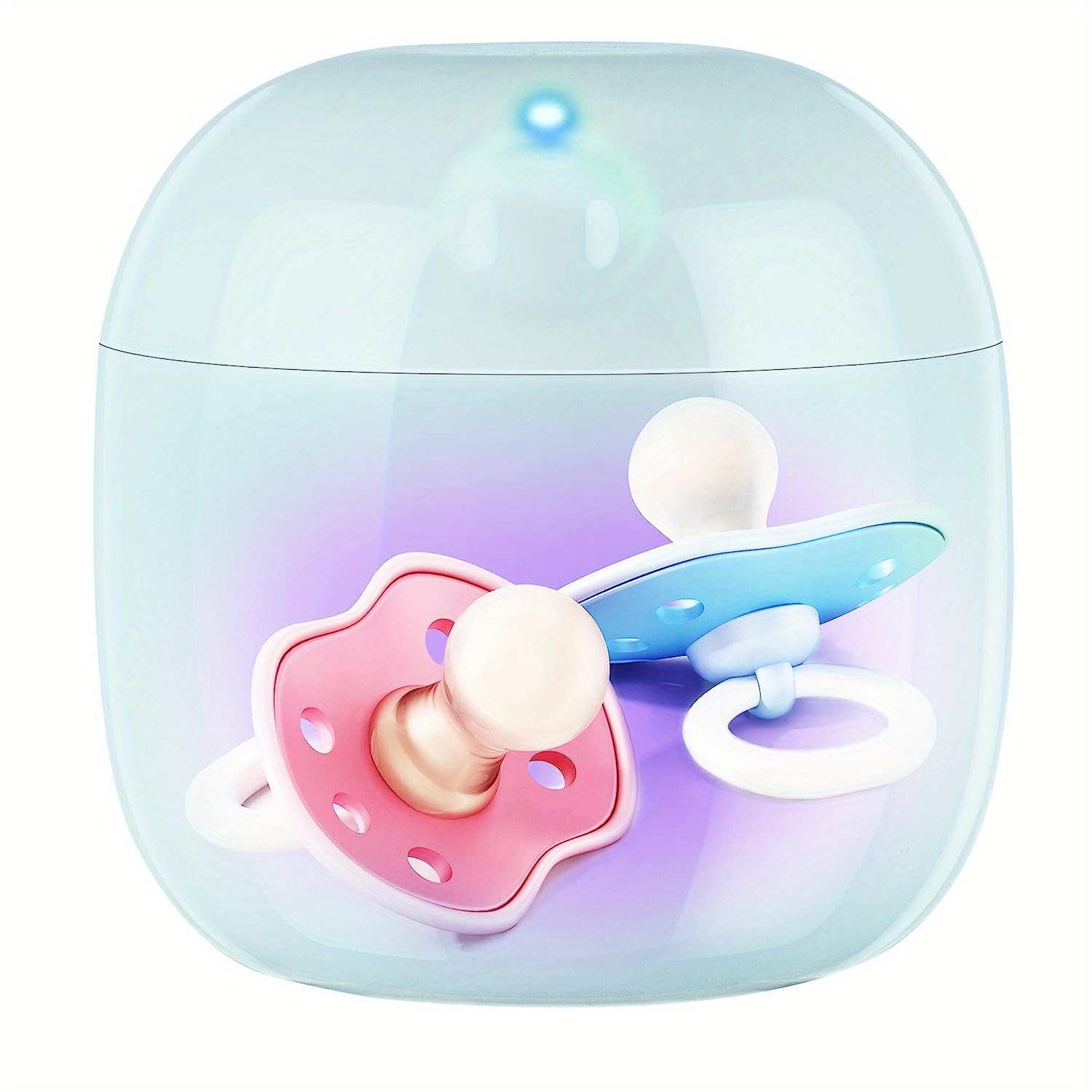 Portable Dummy Steriliser, Mini UV-C Sanitizer Box for Pacifier, 99.99% Sterilization in 3 Mins, USB-C Rechargeable, Mini Sterilizer Box for Baby Pacifier, Bottle Nipples and More (Blue)