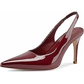 heelchic Slingback Heels for Women Pointed Toe Stiletto Heel Closed Toe Pumps Slip on High Heels 2.95 inch Dress Pumps