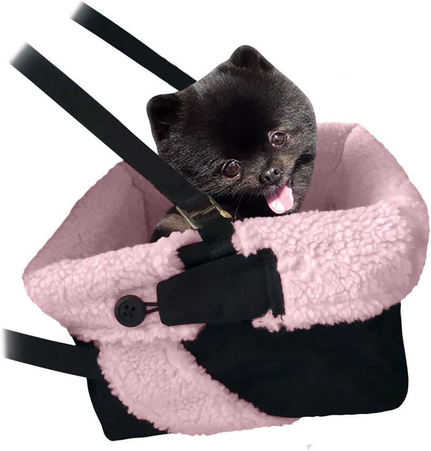 Pink and Black Cozy Boost with Clip On Leash- Premium Quality Dog Booster Seat and Collapsible Dish for Small Dogs, Puppies, and Pets Up to 20 lbs : Pet Supplies