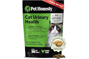 PET HONESTY Cat Urinary Tract Health Crunchy & Creamy Chews - Promotes Healthy Digestion & Normal Bladder Function with Cranberry, Antioxidants, & Probiotics - Gut + Bladder Support Supplement (30 Day Supply)